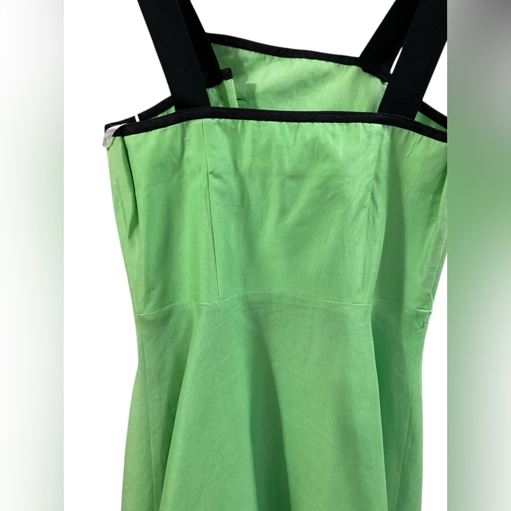 Vintage 90s Sia Bellini Green Ramie Button Front Dress | Mod Retro A-Line 9/10 - Picture 7 of 16
